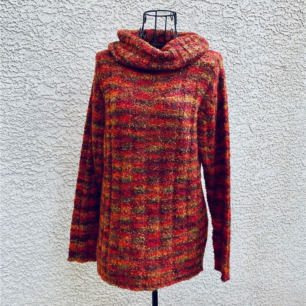 Alps Cable Knit Pullover Turtleneck Sweater Multicolor Women's Small